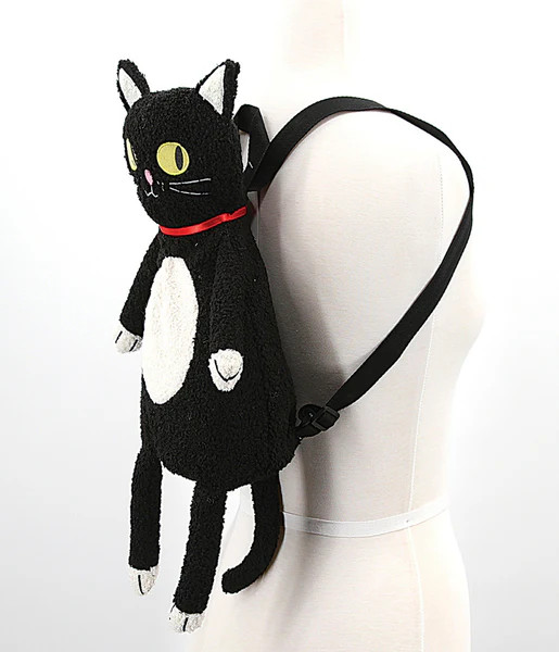 Furry Black Cat Backpack | UniqueVintage