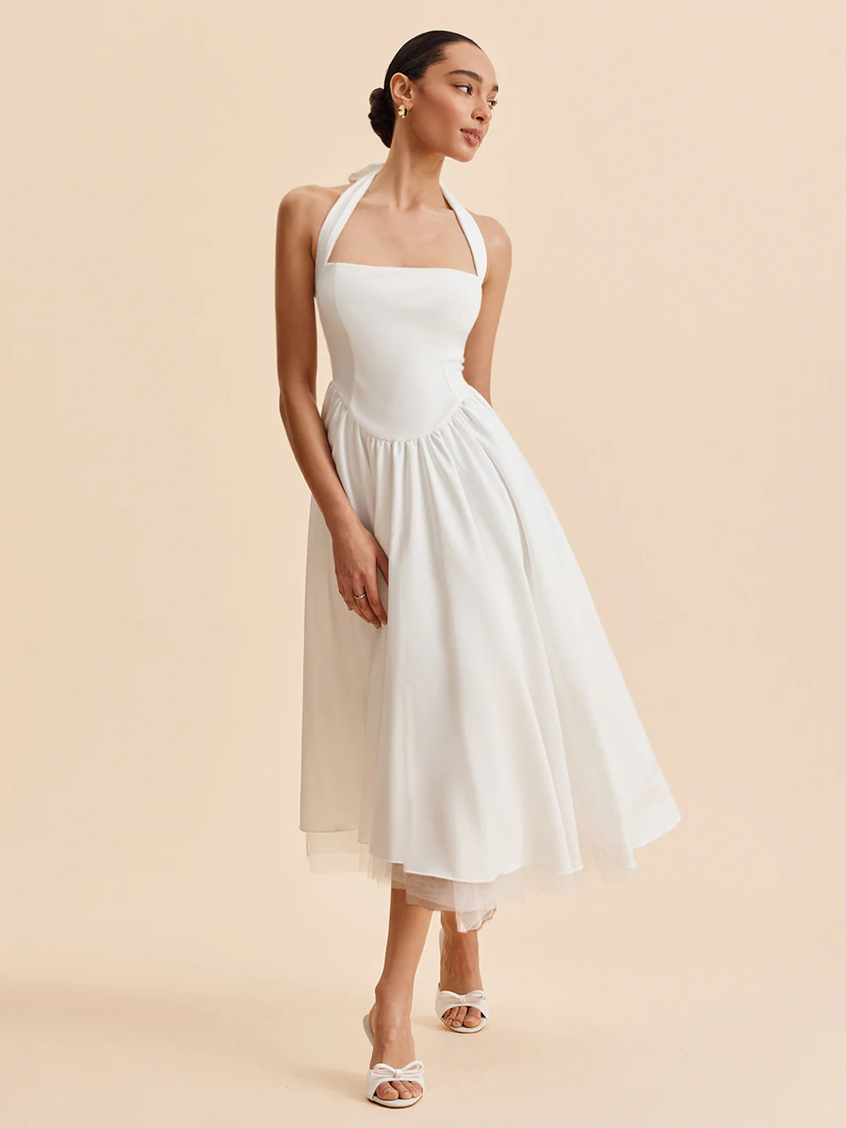 Halter Backless Zipper Sleeveless Dress | Commense