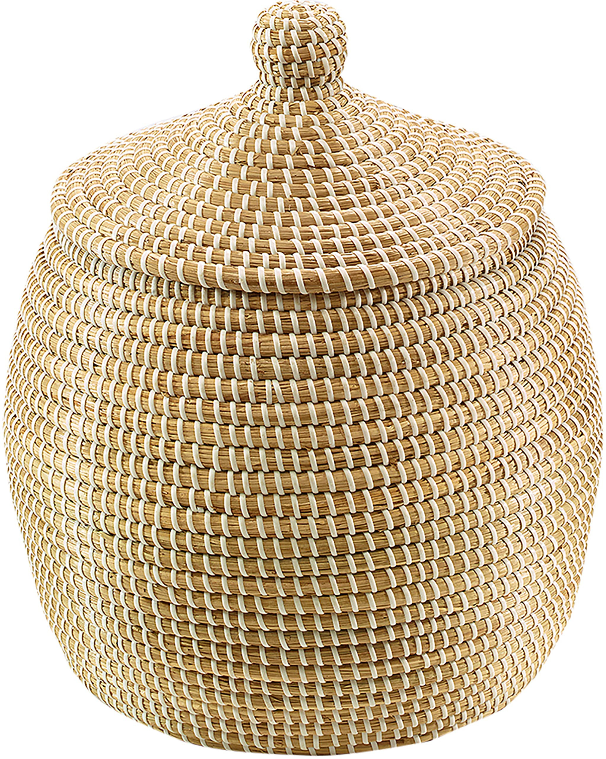 Kobolo Schlangenkorb aus Seegras - Ø 32 cm H 34 cm - braun - geflochtener Aufbewahrungskorb mit ... | Amazon (DE)