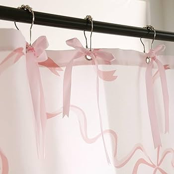 Bow Shower Curtain, Coquette Handcrafted Bow Tie Bath Curtain for Master Bathroom, Ruched Microfi... | Amazon (US)