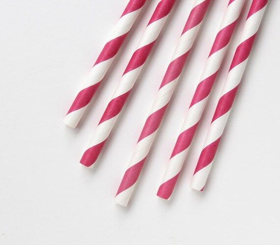 200 Dark Pink Striped Straws, Raspberry Pink Straws - BULK | Etsy (US)