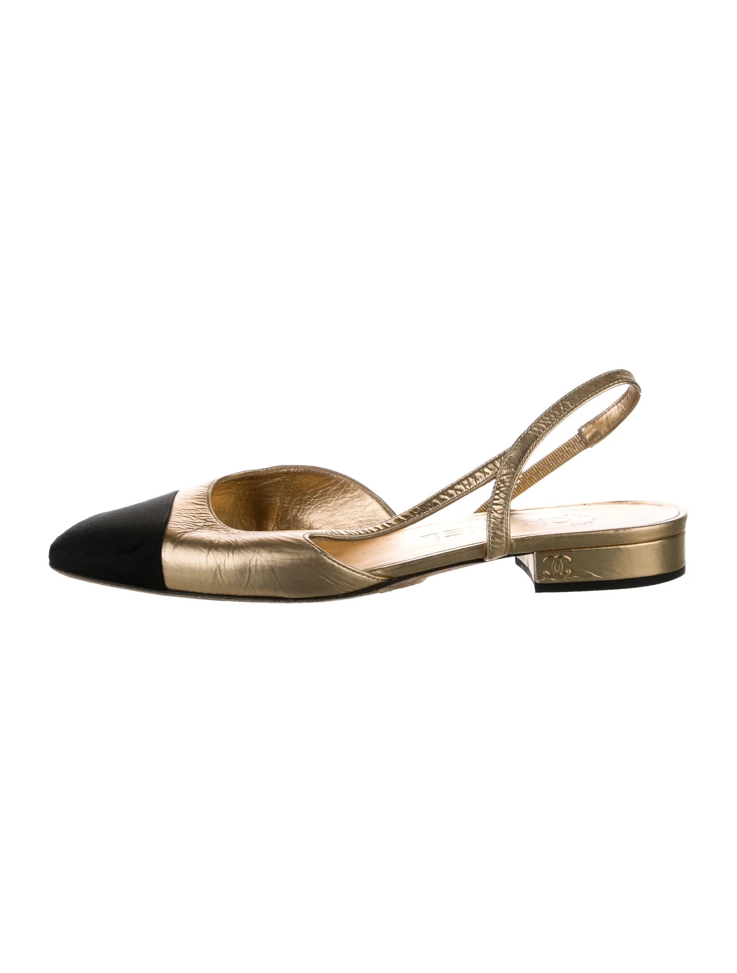 Interlocking CC Logo Leather Slingback Flats | The RealReal