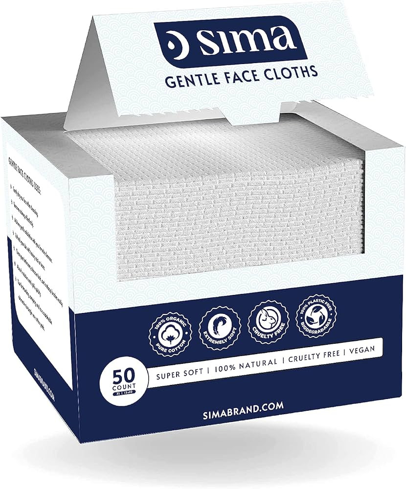 Sima Disposable Face Towels for Drying - 100% Cotton Face Wipes 50 Pack - Biodegradable Makeup re... | Amazon (US)
