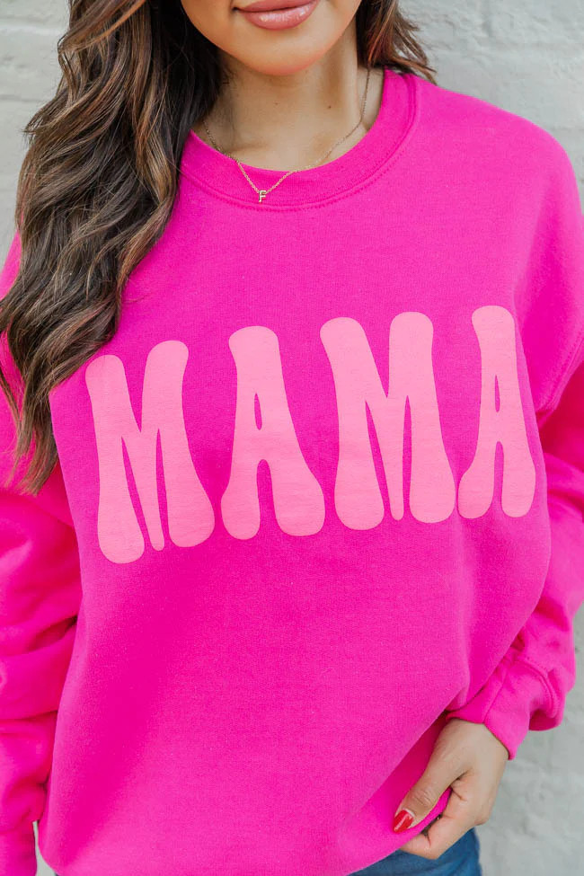 Mama Pink Puff Hot Pink Graphic Sweatshirt | Pink Lily