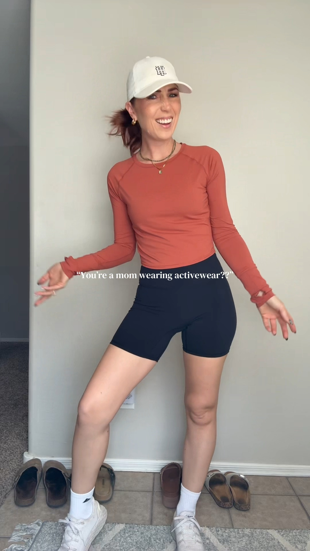 Jam brown UPF 50+ long sleeve crop activewear top - sized up to a M for length and while it doesn’t hug tight it fits my arm length perfect as I tend to lean towards a medium in my shoulders/arms but my midsection leans size small. Cropped just right and I have a long torso 👌🏻 has thumb holes and is so breathable, lightweight, and soft! 

Love these high waisted shorts too, comes in a 2 pack with different color options!

#LTKmomlife #LTKfitnessgoals #LTKootd