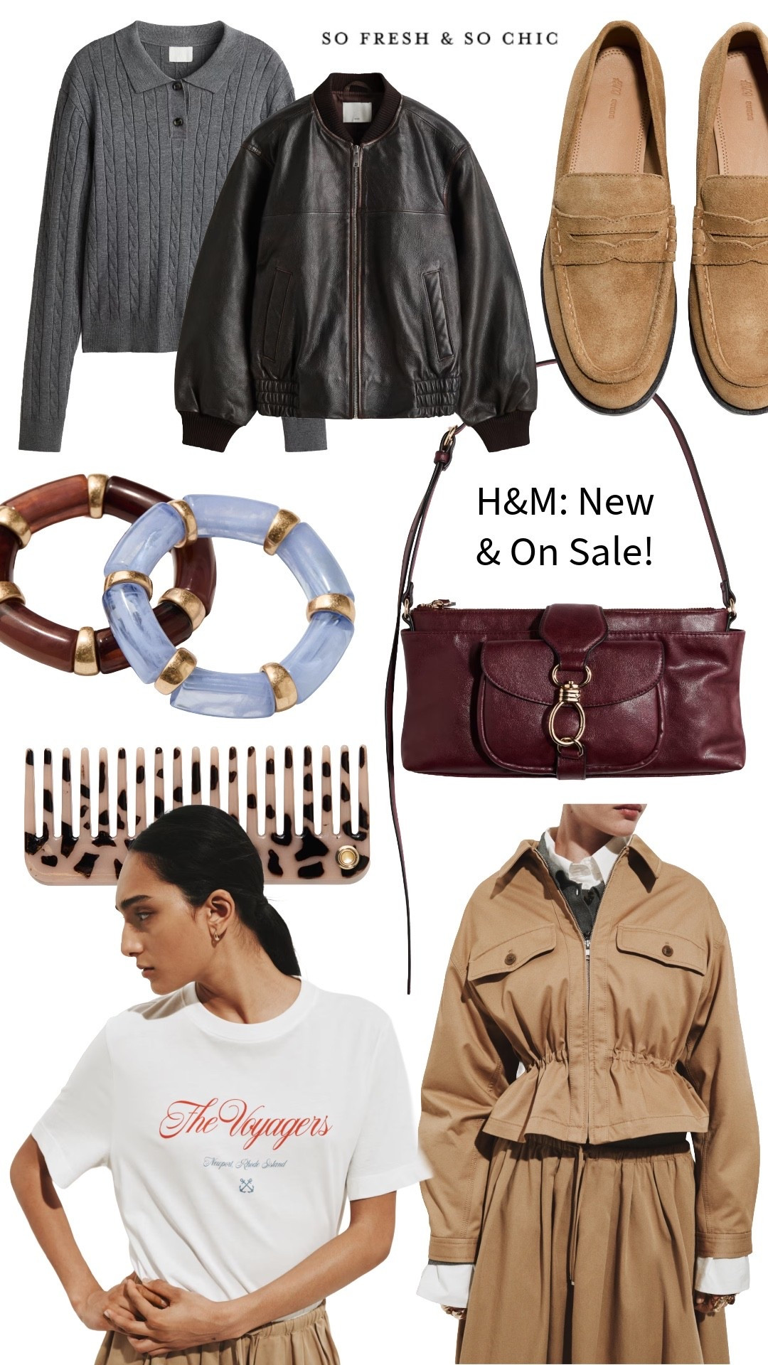New at H&M and on sale!
-
Spring outfit inspo- wear to work - cinched waist jacket - pleated skirt - graphic t shirt - leather bomber jacket - H&M premium jacket - grey sweater women’s - brown suede loafers - tortoiseshell comb - enamel bracelets / maroon vegan leather bag with buckle - affordable outfit - work outfit - H&M work outfit 

#LTKootd #LTKWorkwear #LTKSaleAlert
