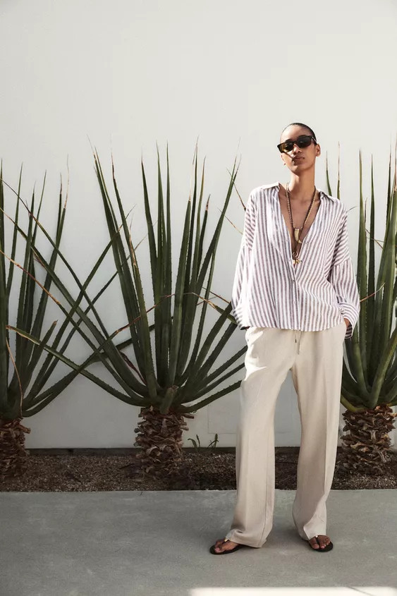 WIDE SLEEVE LINEN SHIRT | Zara US