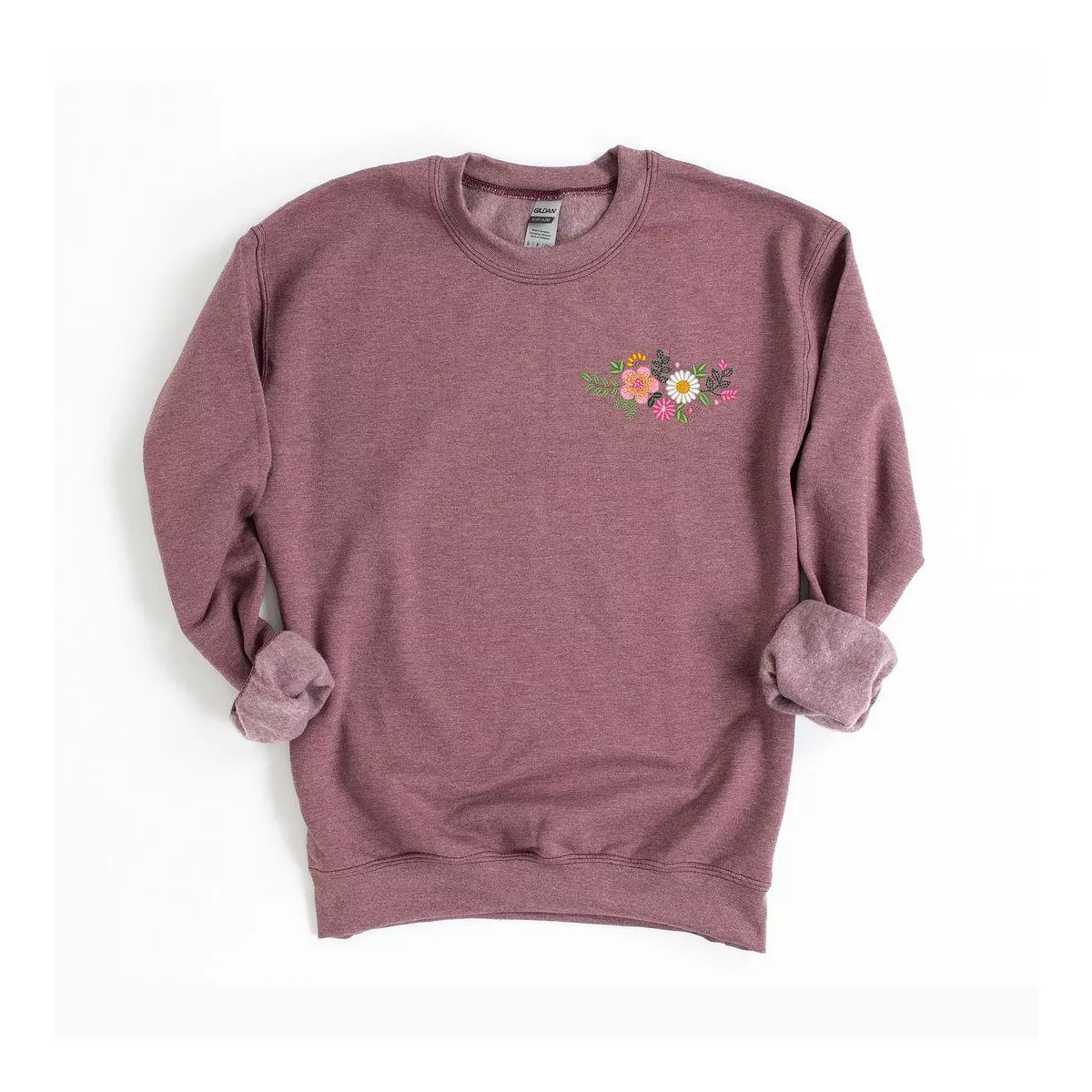 Simply Sage Market Women's Graphic Sweatshirt Embroidered Flower Cluster - L - H.Maroon | Target