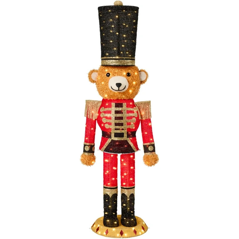 Christmas Nutcracker Bear 5ft Pop UpLighted Large Holiday Decoration w/150 Twinkling LED lights f... | Walmart (US)