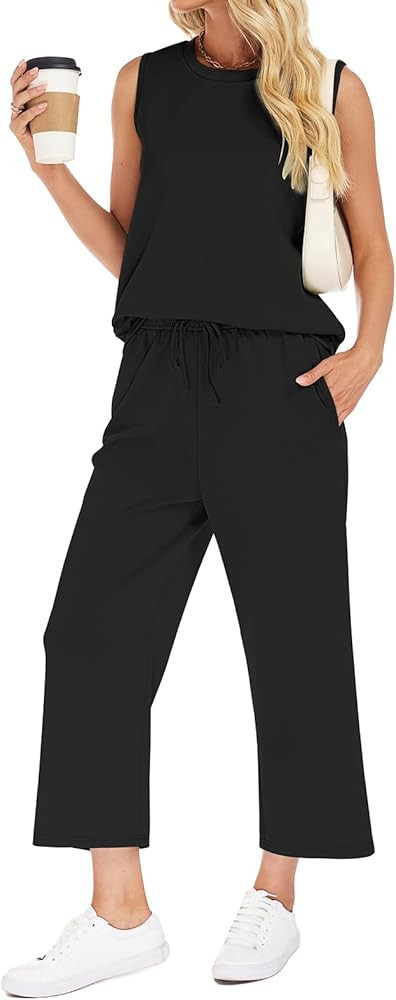 VUTRU Womens Lounge Set 2 Piece Outfits Matching Tank Top Wide Leg Pants for Comfortable Casual V... | Amazon (US)