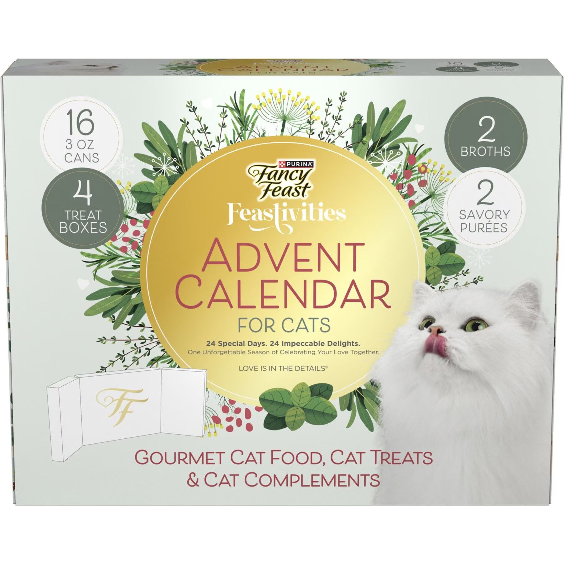 FANCY FEAST Feastivities Advent Calendar Gourmet Wet Cat Food, 3-oz can, 24 count - Chewy.com | Chewy.com