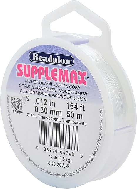 Amazon.com: Beadalon SuppleMax Illusion Beading Cord, 0.25 mm / 0.010 in, Clear Monofilament, 50 ... | Amazon (US)