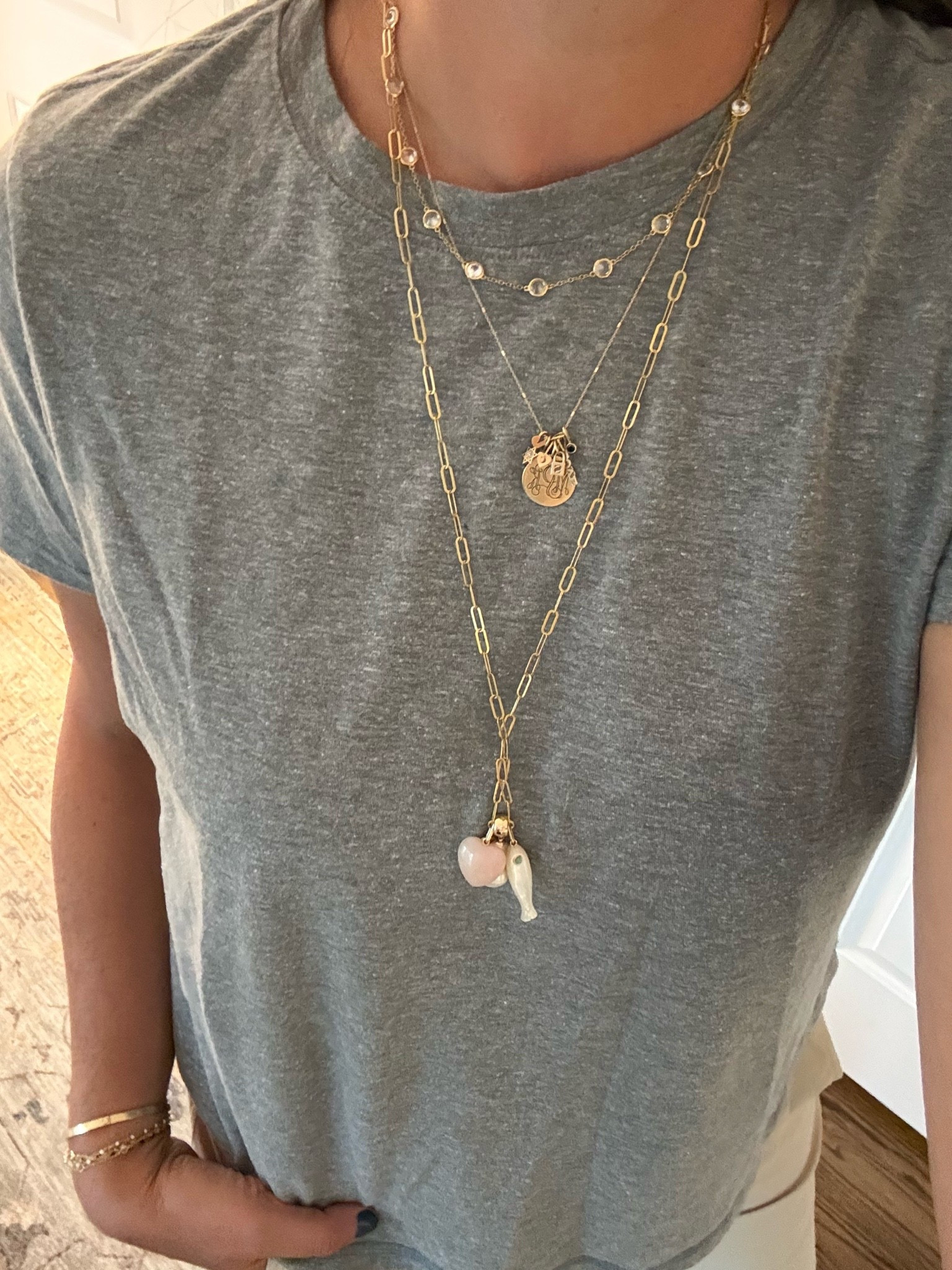 Today’s necklace stack! I wear my Dorsey necklace and my charm necklace nearly every day and then I like to layer on something fun and bold depending on what I’m wearing today, I grabbed this extra long paperclip chain with pendants 🩶

#LTKdayinmylife #LTKootd #LTKSeasonal