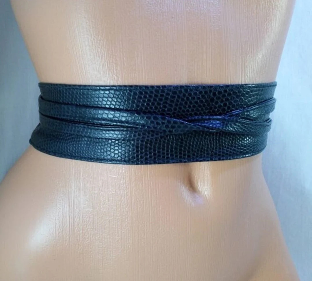 Black Obi Belt Made From Genuine Leather Corset Belt That Accentuates Waist Elegant, Handmade Lea... | Etsy (US)