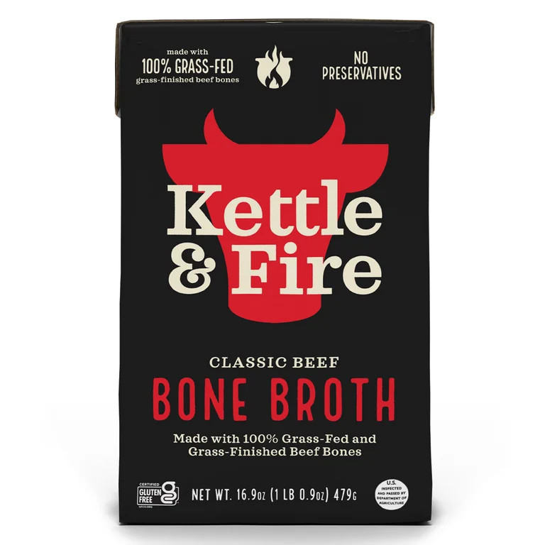 Kettle & Fire Beef Bone Broth, Shelf-Stable, 16.9oz | Walmart (US)