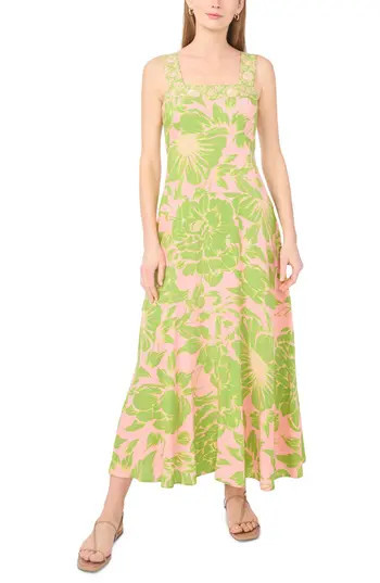 Vince Camuto Floral Smock Back Maxi Dress in Shell Pink at Nordstrom Rack, Size X-Large | Nordstrom Rack