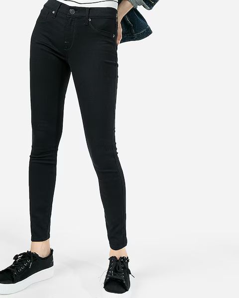 mid rise black jean leggings | Express
