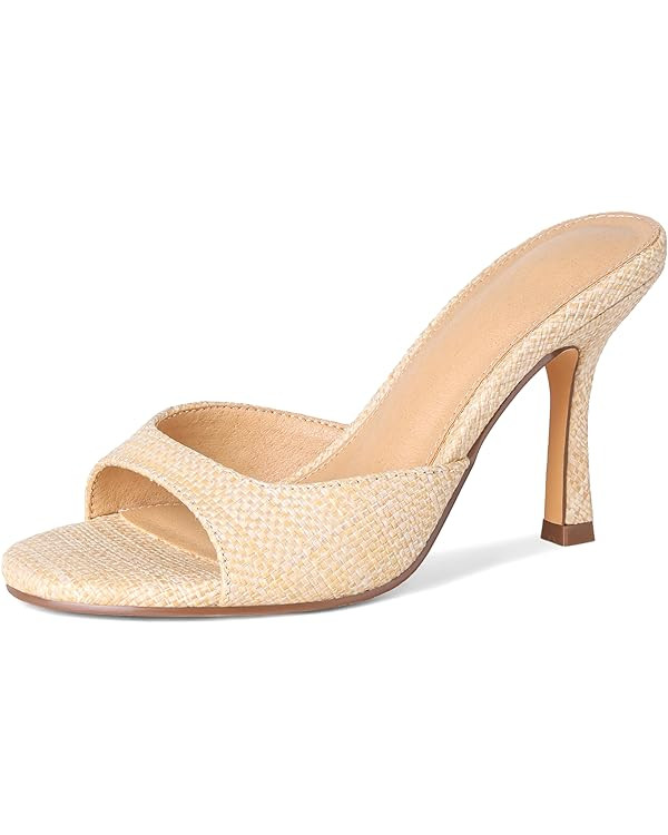 EQAUDES High Heels Mules for Women Summer Sandals Open Toe Slip on Stiletto Heels for Women Round... | Amazon (US)