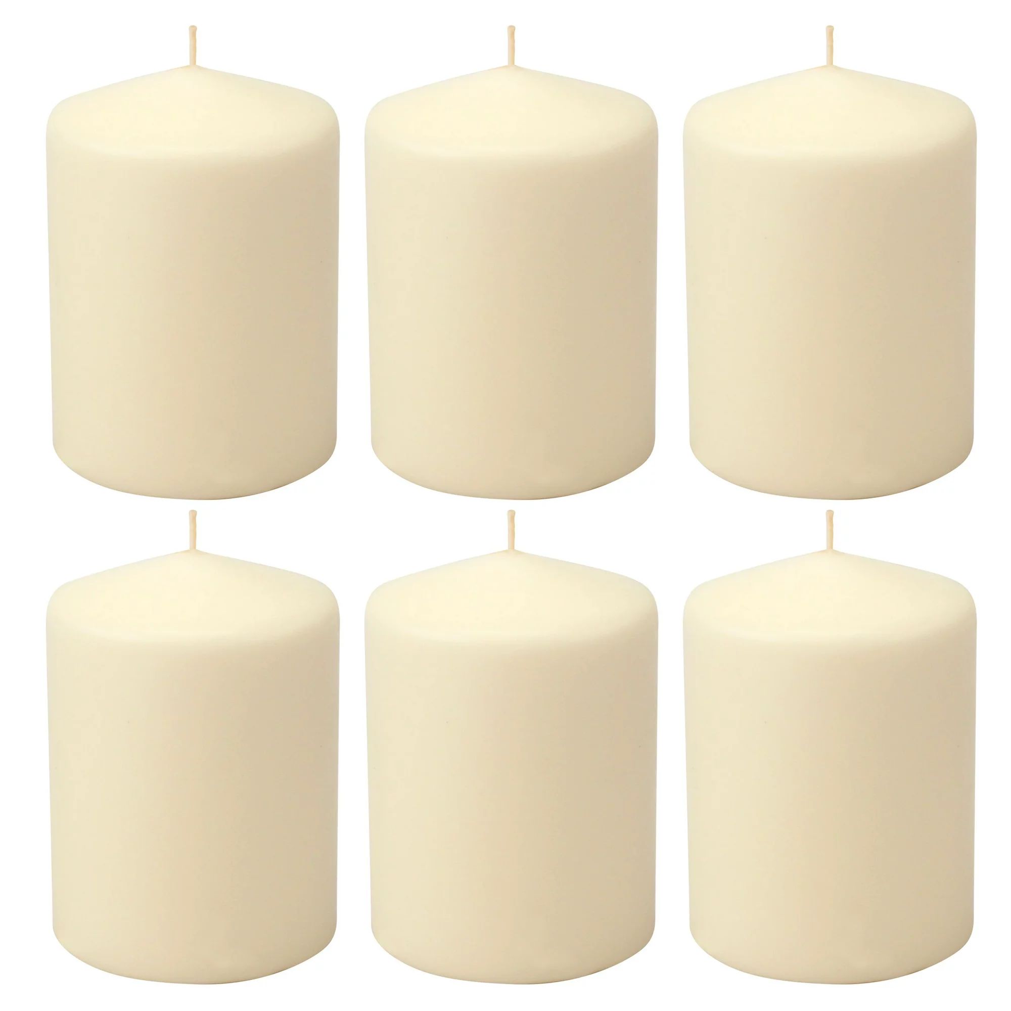 Stonebriar 3" x 4" Unscented 1-Wick Ivory Pillar Candles, 6 Pack | Walmart (US)