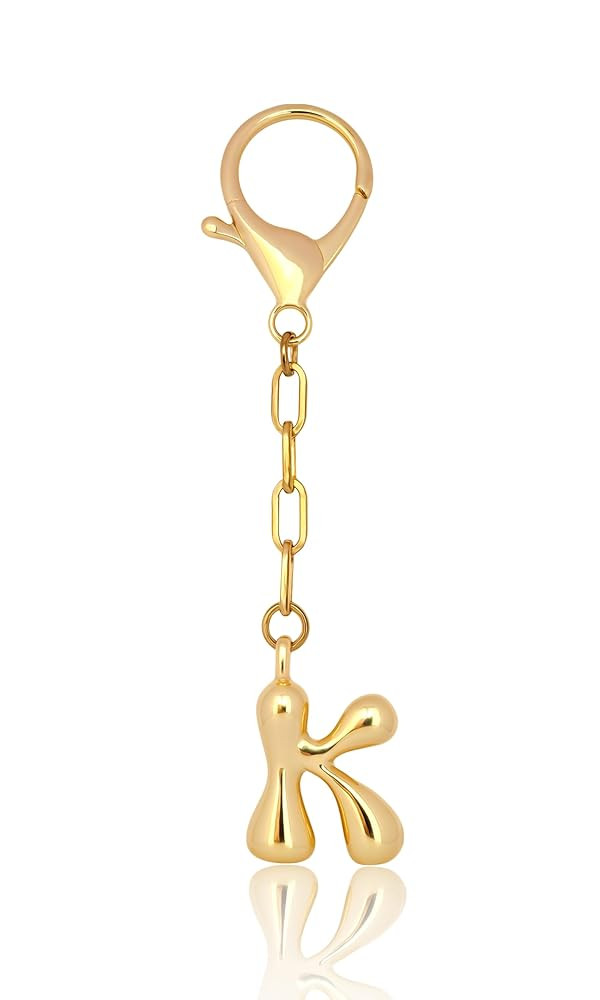 Gold Bubble keychain Bag Charms Cute Initial Keychain For Women Fashion Alphabet Keychains Access... | Amazon (US)