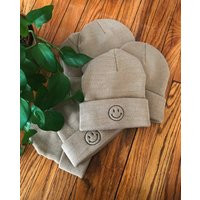Embroidered Smiley Face Beanie | Etsy (US)