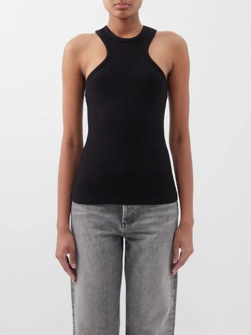 Agolde - Bea Halterneck Ribbed-knit Tank - Womens - Black | Matches (US)