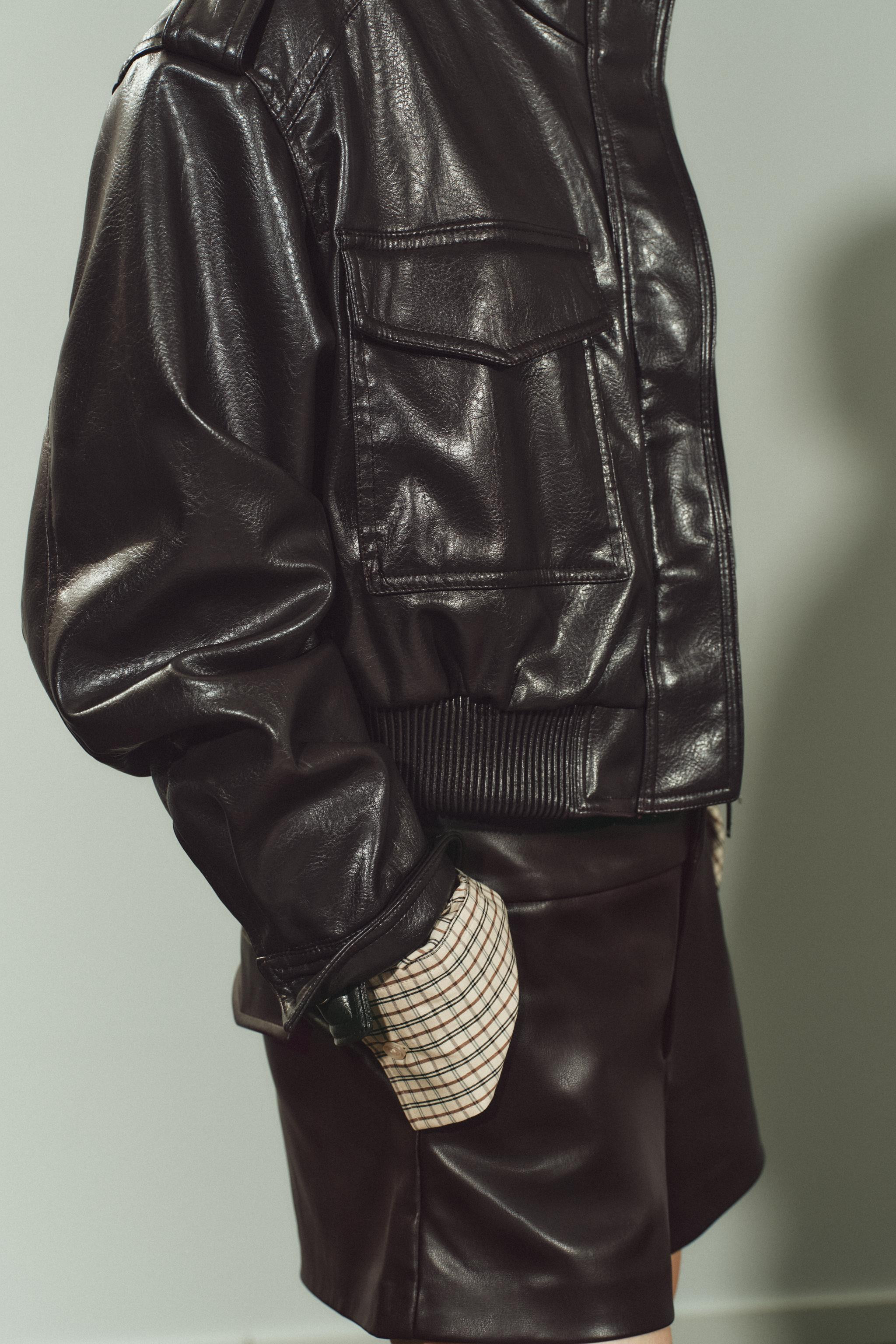 FAUX LEATHER CROPPED JACKET | Zara US