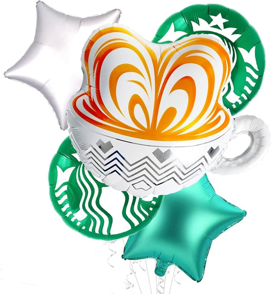 5Pcs Green Star Coffee Balloons and Coffee Cup Balloons for Coffee Lovers Party Decorations Coffe... | Amazon (US)
