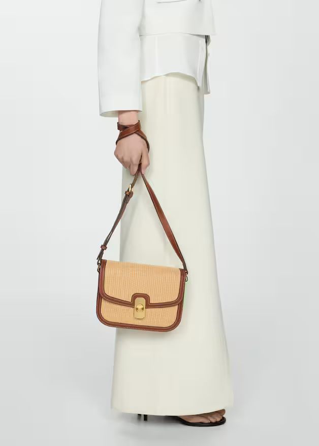 Raffia-effect shoulder bag | MANGO (US)