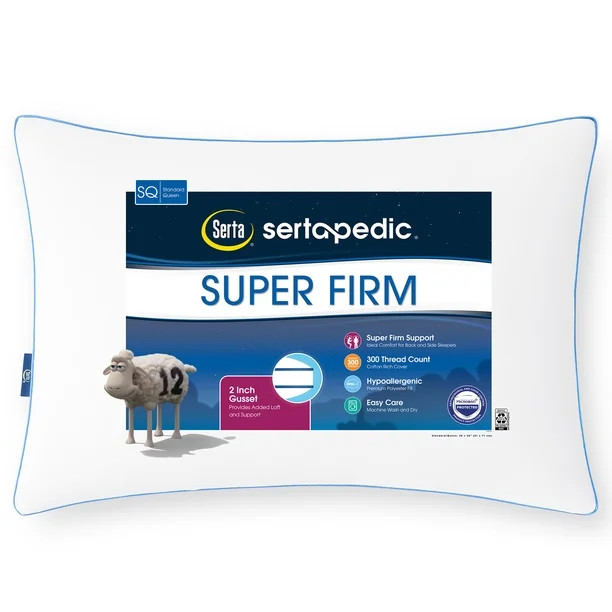 Sertapedic Super Firm Bed Pillow, Standard/Queen - Walmart.com | Walmart (US)