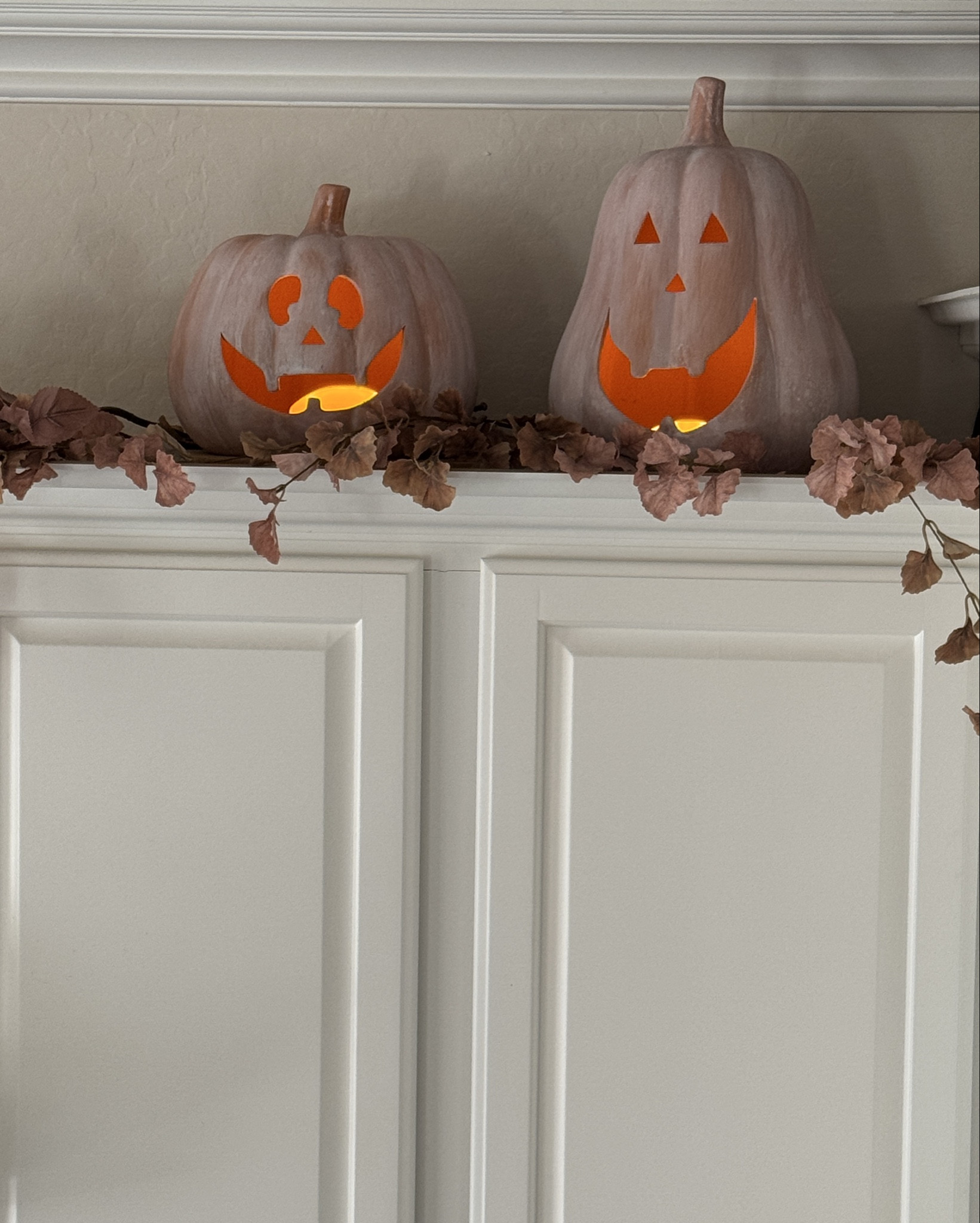 Jolly Jacks! 🎃🍂

NOTE: I painted a light white wash to the pumpkins (using a couple TBSP white paint and 1 cu water) to soften the orange. 

Jack-O-Lantern, pumpkins, pumpkin decor, fall decor 

#LTKSeasonal #LTKFindsUnder50 #LTKHome
