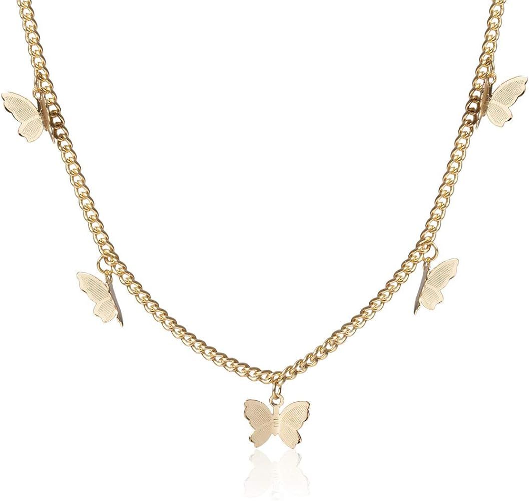 Kercisbeauty Silver Gold Butterfly Necklace for Women Ladies Girls Dainty Jewelry Butterfly Choke... | Amazon (US)