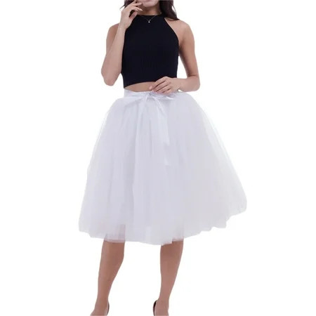 Women Tutu Skirts Knee Length Tulle Skirt A-line Pleated Princess Skirts Evening Gown Prom Skirt | Walmart (US)