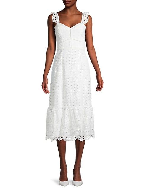 Parker ​Genevieve Eyelet Midi Dress on SALE | Saks OFF 5TH | Saks Fifth Avenue OFF 5TH