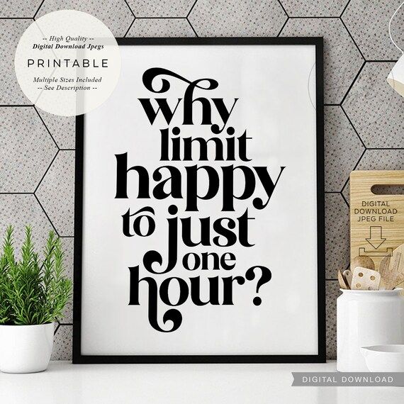 Why Limit Happy to Just One Hour PRINTABLE Art Bar Cart | Etsy | Etsy (US)