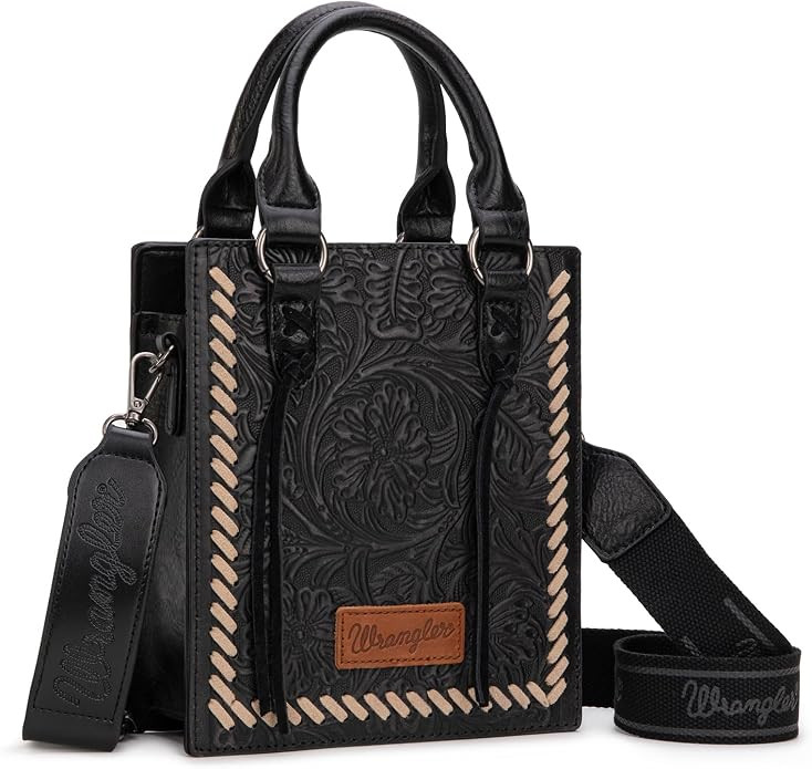 Wrangler Embossed Cross body Purse for Women Top Handle Handbags and Western Mini Tote | Amazon (US)
