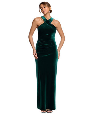 Women's Velvet Halter Gown | Macy's