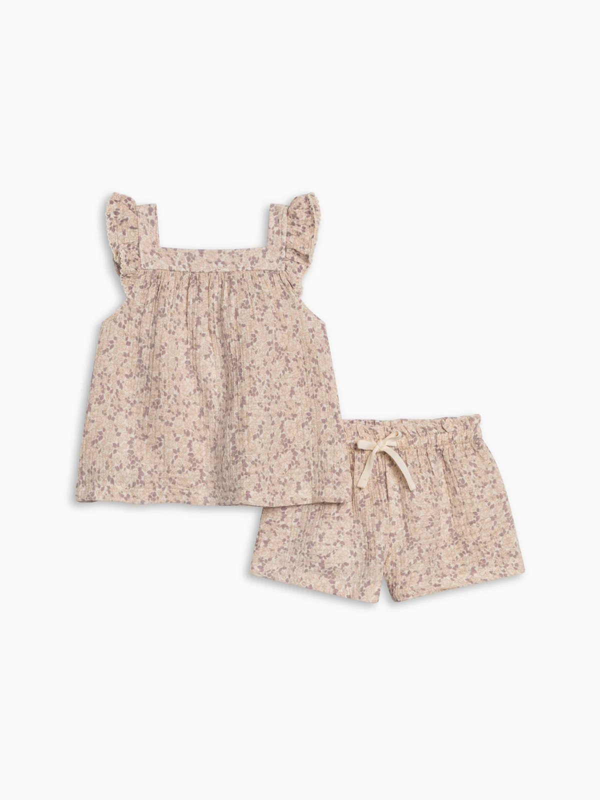 Louise Muslin Tank and Short Set - Vionna Floral / Shell + Fog | Colored Organics