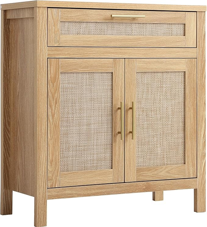 TITIMO Buffet Sideboard Storage Cabinet with Large Drawer,Rattan Accent Wood Cabinet TV Stand wit... | Amazon (US)