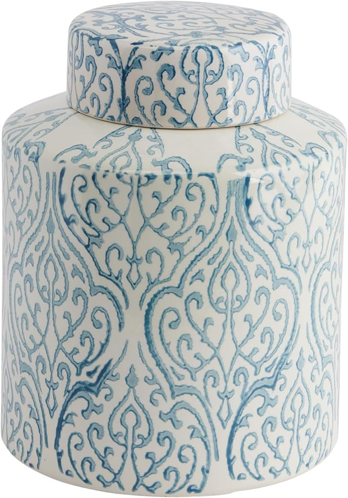 Blue & White Decorative Ceramic Ginger Jar with Lid | Amazon (US)