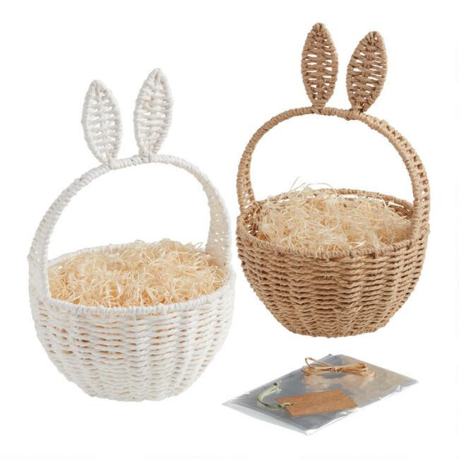 Bunny Ears Woven Easter Gift Basket Kit | World Market