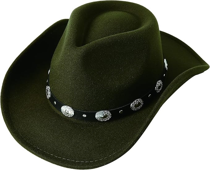 Lanzom Women Men Felt Wide Brim Western Cowboy Hats Belt Buckle Panama Hat | Amazon (US)