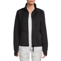 Avia Women's Full Zip Quilted Mixed Media Jacket With Thumbholes | Walmart (US)