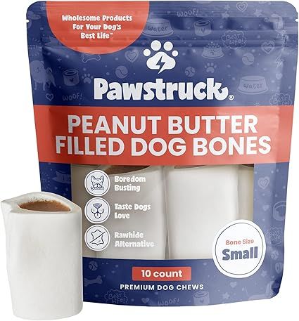 Pawstruck Small 3" Filled Dog Bones, Peanut Butter Flavor - Made in USA Long Lasting Stuffed Femu... | Amazon (US)