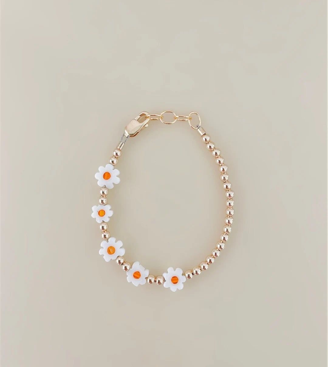 14k gold filled daisy flower bracelet | Etsy (US)