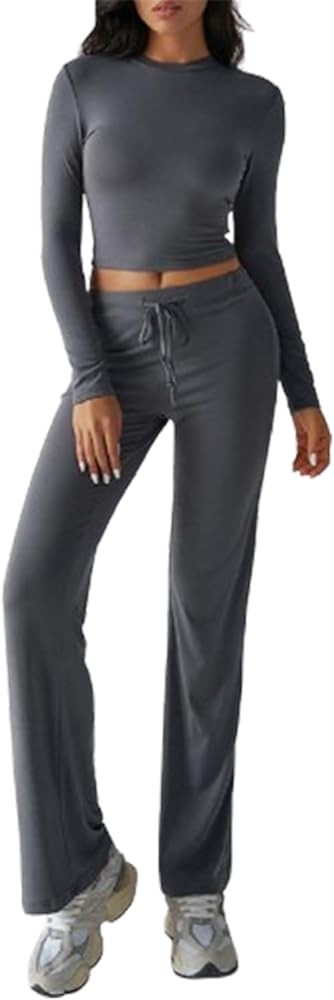 Women's Casual Sweatshirt Set, Autumn And Winter Casual Sports Style Slim Long Sleeve Top Tie Pan... | Amazon (US)