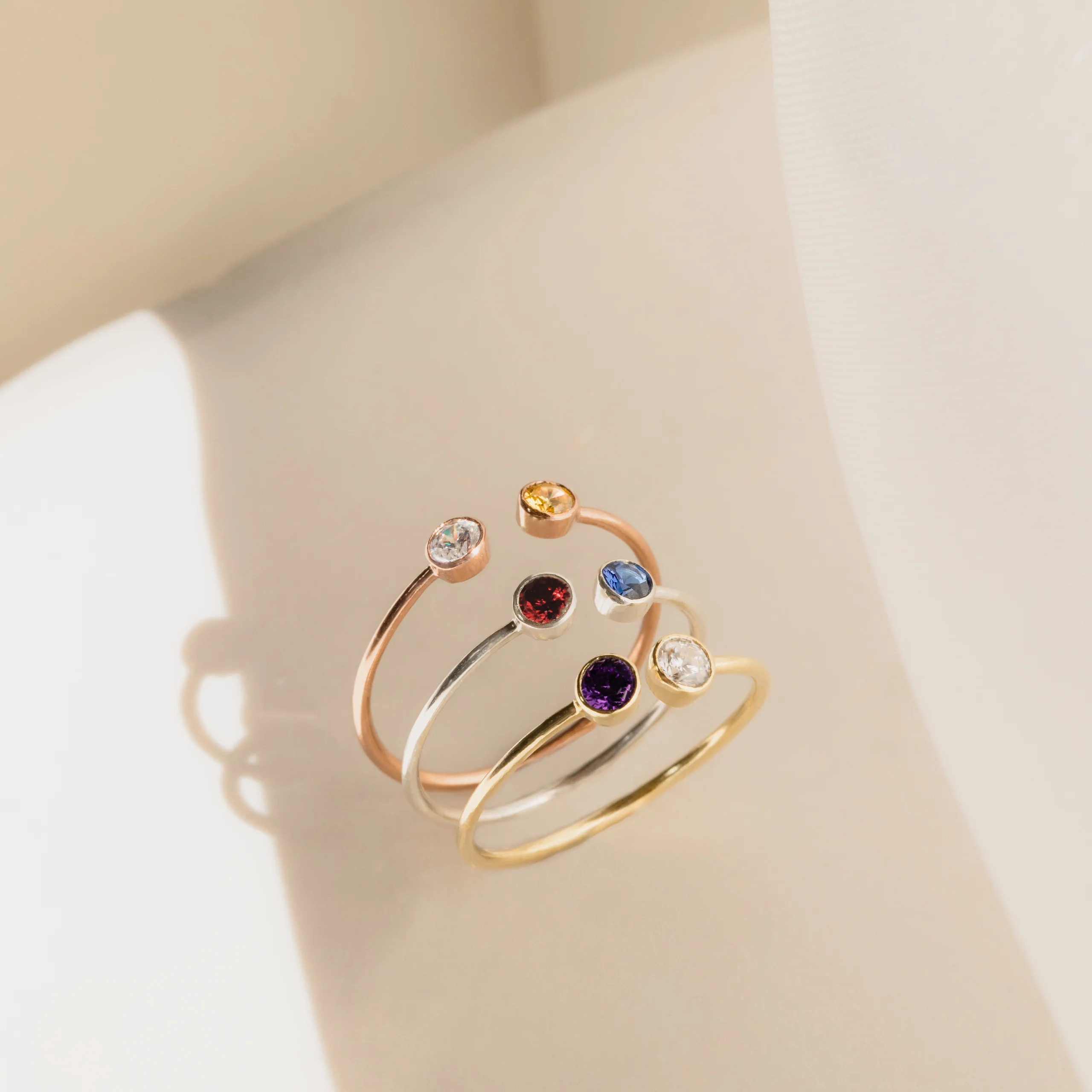 Custom Dainty Dual Birthstone Ring | Caitlyn Minimalist | Caitlyn Minimalist