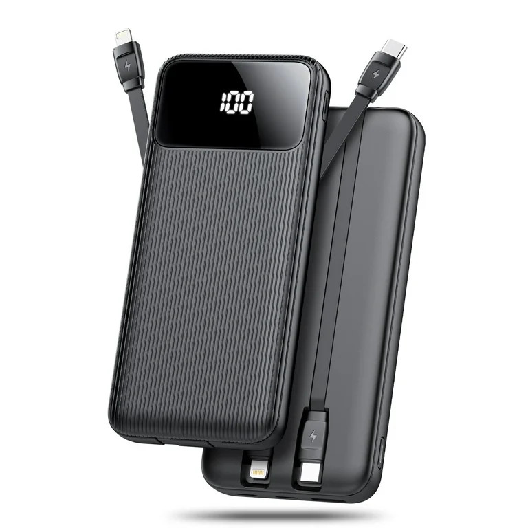 10,000mAh Portable Charger with Built-in Cables,22.5W Fast Portable Charger Power Bank with USB-C... | Walmart (US)