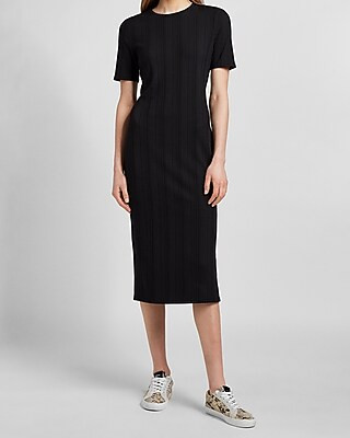 Easy Ribbed Short Sleeve Sheath Dress | Express