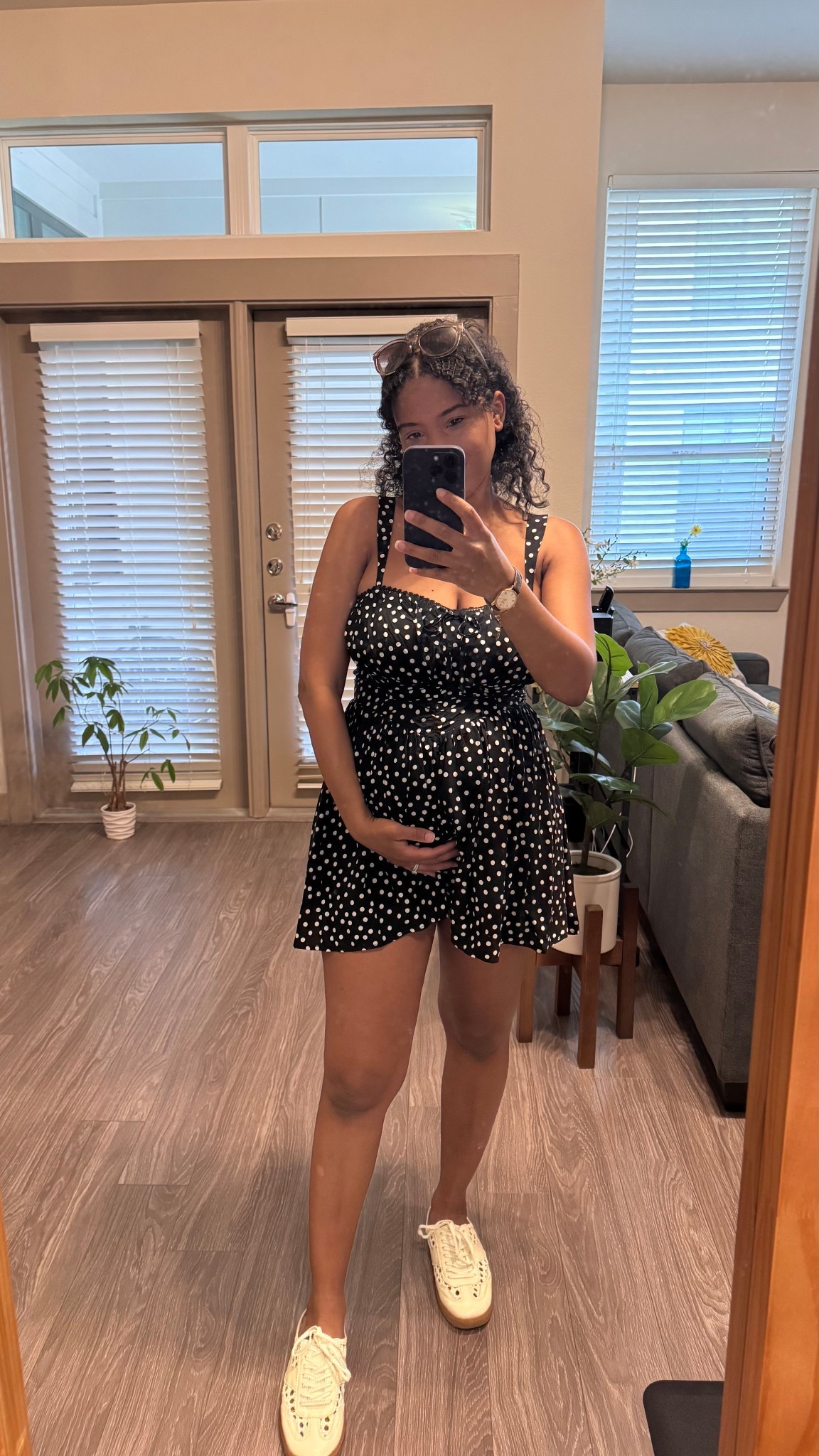 Target black & white polka dot summer mini dress 
Bump friendly 🤰wearing a size small
Dolce Vita woven sneaker mules 

#LTKSeasonal #LTKootd #LTKBump